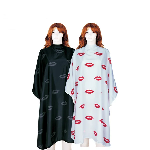 
Новый дизайн салон накидка с красивый свитер с рисунком в виде губ, изготовленным на заказ логосом Парикмахерская накидка, стрижки волос салон одежда 