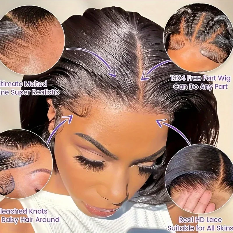 Glueless Echthaar Bob Perücke Mit Lace Closure Gerade Vorgezupft_voghion.com
