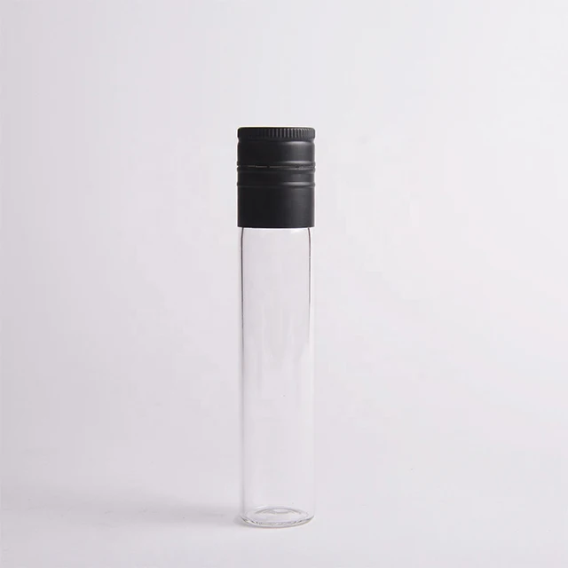 2020  Newest   50ml 100ml Wine Liquor Glass Tube Bottle with Black Top Cap