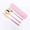 Oro+rosa- Cuchara/tenedor/cuchillo/estuche