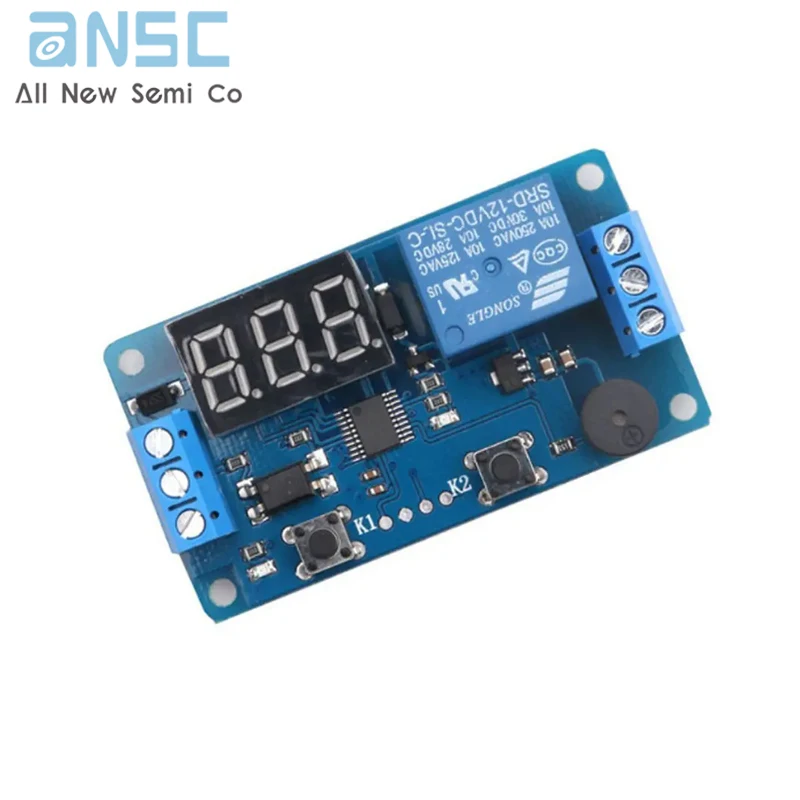 Digital LED Display Time Delay Relay Module Board DC 12V Control Programmable Timer Switch Trigger PLC Automation Car Buzzer
