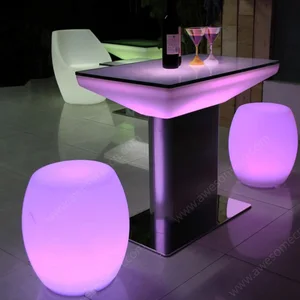 Remote Control Oblong Led bar Table with Rechargeable Glowing Colored for Night Club Use