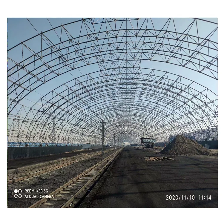 LF Arch Steel  Roof Structure Dry Shell Bunker Building Space Frame Truss Coal Storage Shed Manufacturer for Power Plant