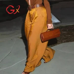 GX5873 Fashion Good Quality 2026 Clothing Boutique Women's Street Wear High Waist Trouser Casual Wide Leg Pant with Belt