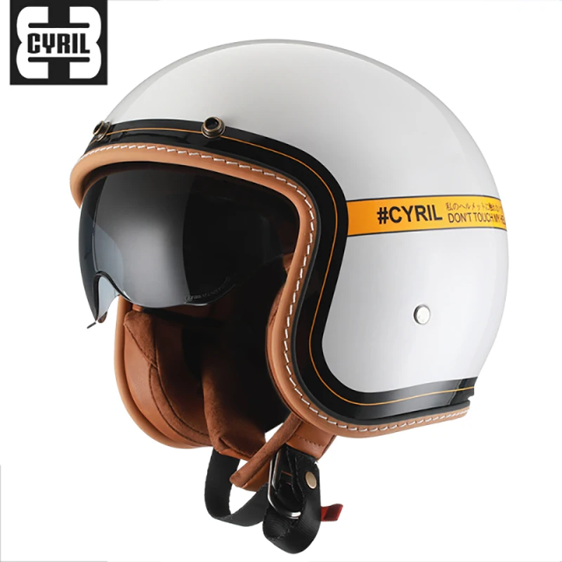 CYRIL DOT ECE認定メンズレトロジェットヘルメット3/4オープン