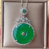 Green chalcedony pendant with chain