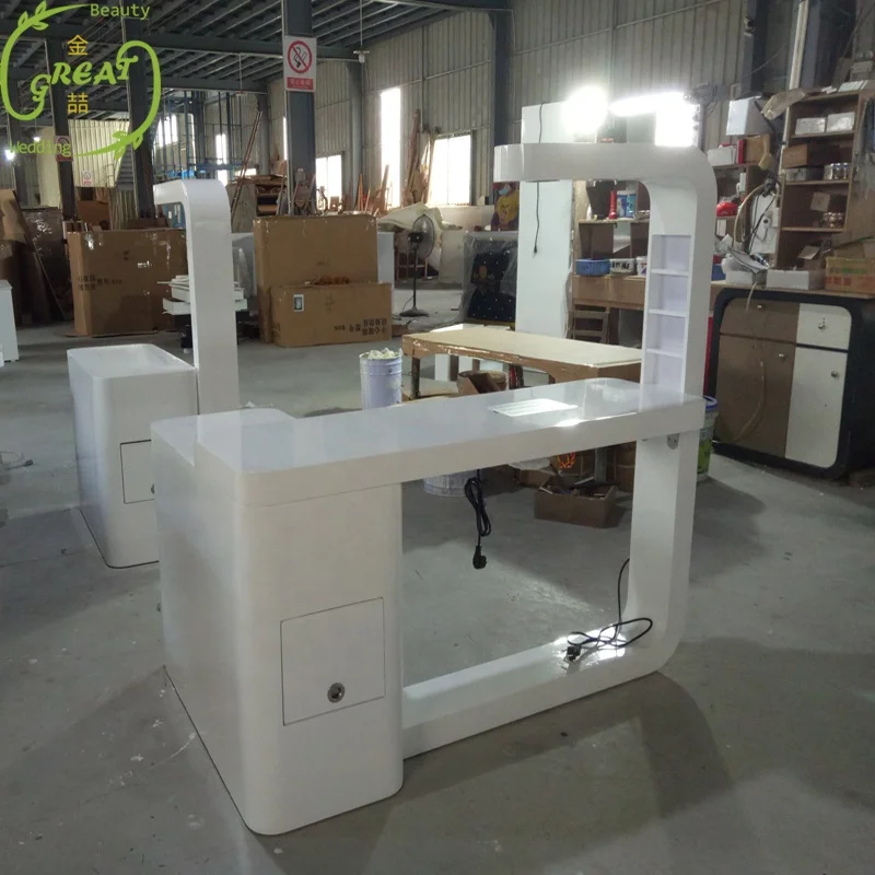 
Foshan Geat Hot Sale Nail Table For Beauty Salon;Durable Beauty Equipment ;White Manicure Table With Nail Dust Collector 