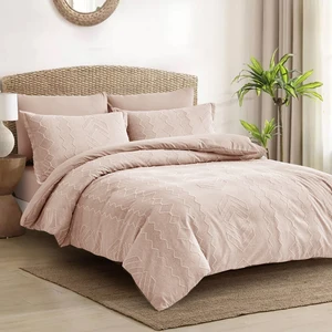 Geometry Lace 4-Piece Home Bedding Set 200TC 100% Polyester Woven Duvet Cover Comforter 2 Pillowcases 6-Piece Total