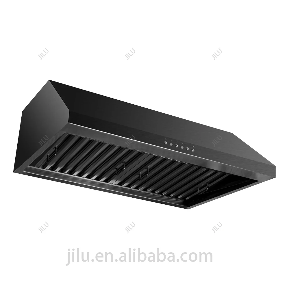 Black Stainless Steel Range Hood Strong Suction Power Easy Cabinet Installation for Household Electric factory