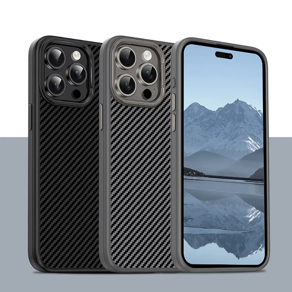 Laudtec Sjk752 Carbon Fiber Cell Phone Case Simple Business Luxury Cover Skin Friendly For Iphone 16 15 14 13 12 11 Plus Pro Max