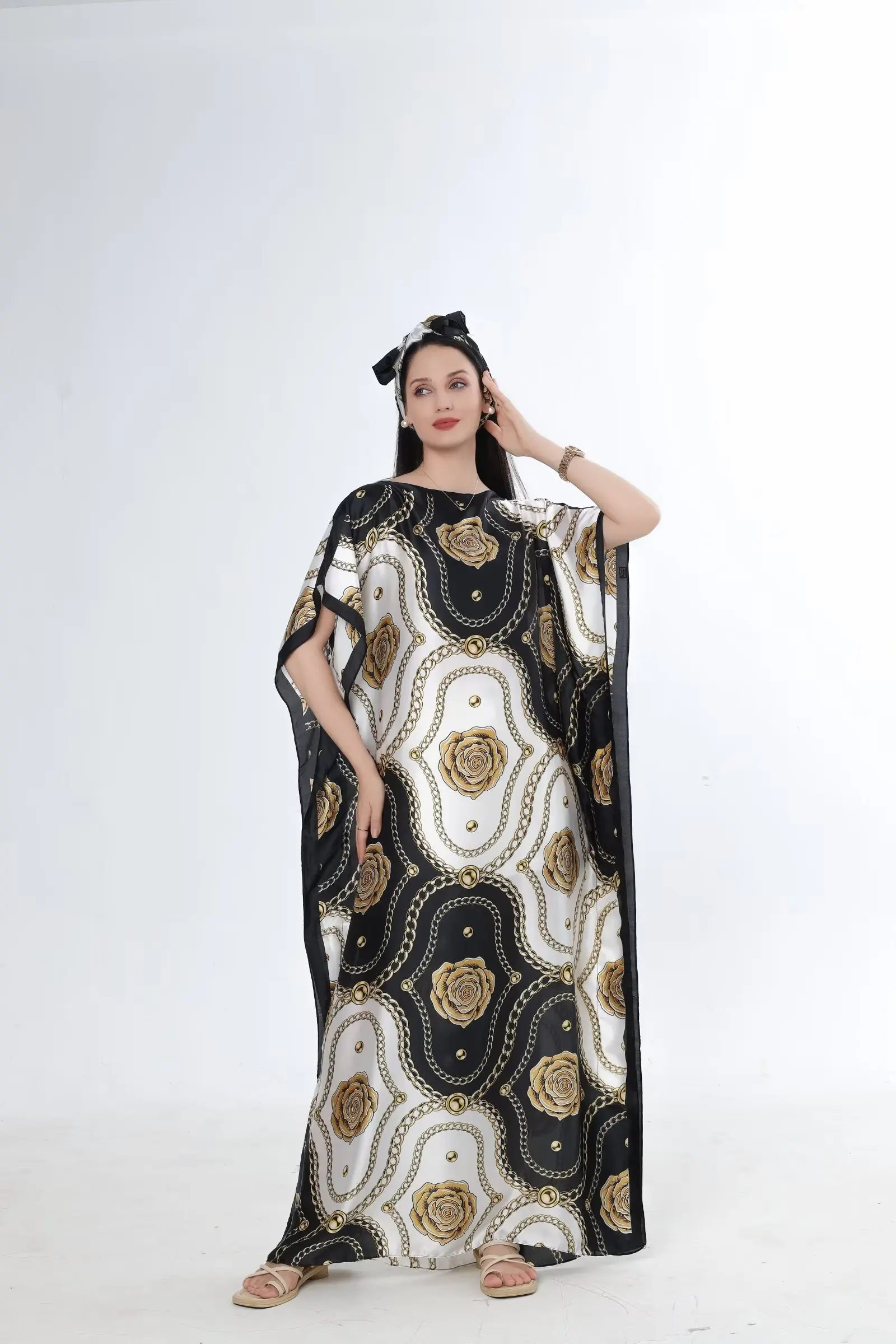 Shop Luxury Designer Silk Robes with Scarf for African Women