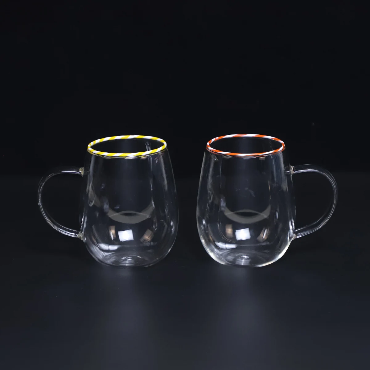Custom Hand Blown Colored Wavy Handle Glass Mug for Drinking Colorful Ear Glass Water Coffee Mug