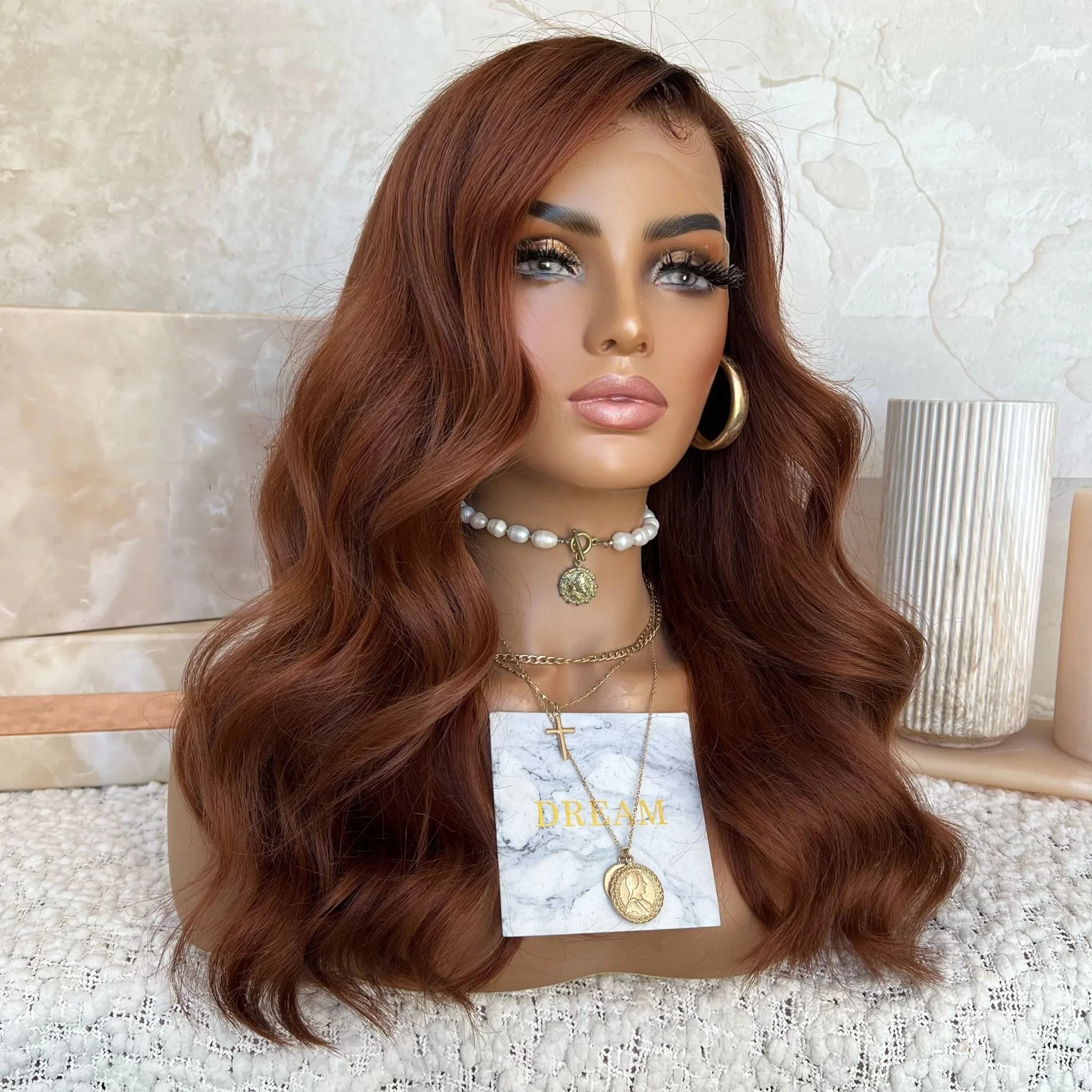 Freedom Quality Auburn Wig 150% Density Reddish Brown #33 