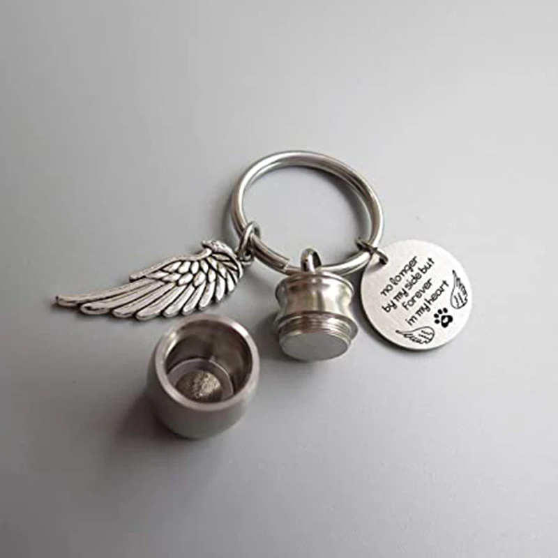 Mini Cremation Urn Keychain with Wing for Memorial Ashes Holder Keyring Keepsake Dog Cat Pets Human Jewelry Gift for Women Men