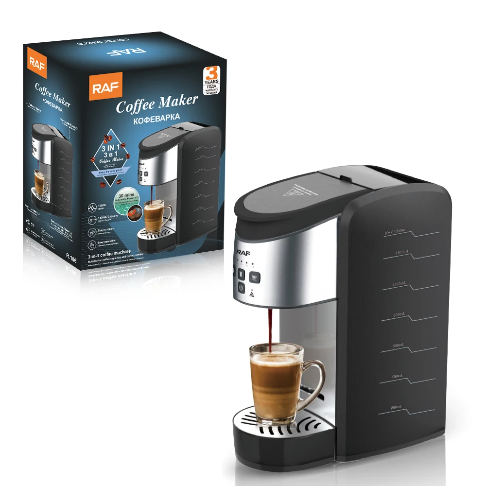 RAF Capsule Coffee Maker Stainless Steel Household Smart Automatic 1500W  Easy to Clean and Operate