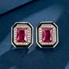 Red corundum ear studs