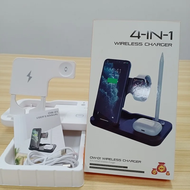 Складной магнитный 4 в 1, беспроводной шарнир для iPhone 12/ 11/ 8 серии/XR/ X/для iWatch, airможет 2/3, новый дизайн