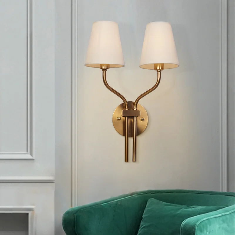 Europe and America Restore Ancient Ways Exquisite Cloth Cover Double Head Decorative for Hotel Living Room Wall Lamp