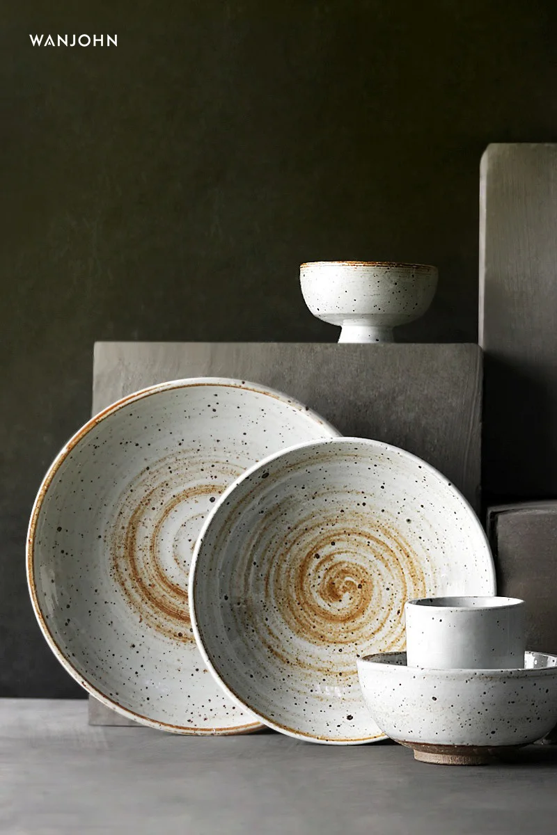Nordic Plates Sets Dinnerware Plates Luxury Rustic Stoneware Ceramic