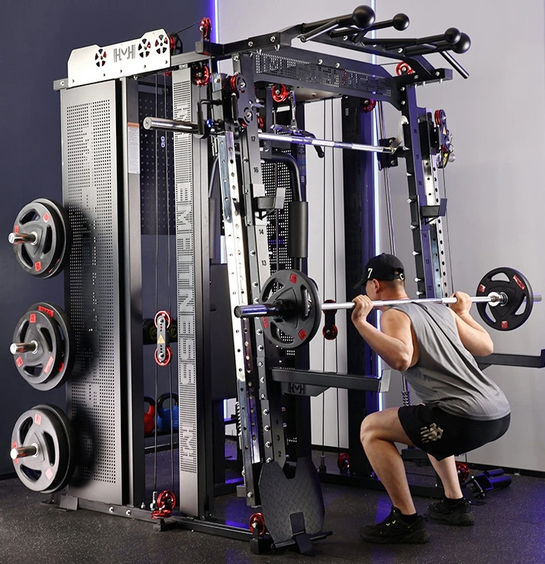 NEW Commercial Smith Machine With Storage | Multi-Functional Home Gym Equipment with Integrated Squat Rack and Cable Crossover