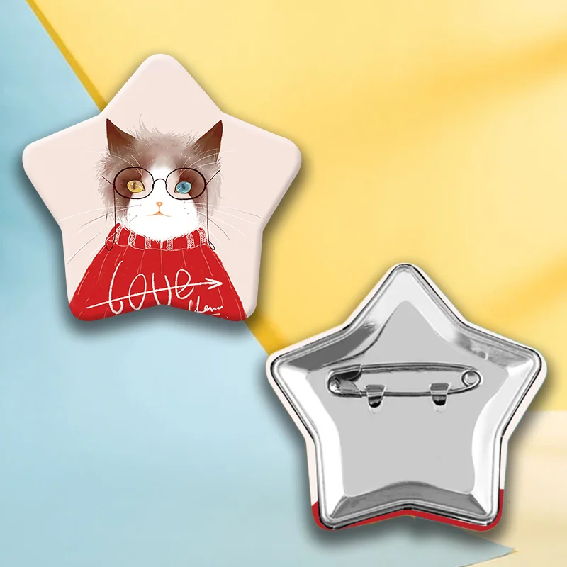 Insignias animales de encargo del botón de la lata del metal de la hojalata del Pin del gato de la broche de la impresión en offset del logotipo con el Pin de seguridad