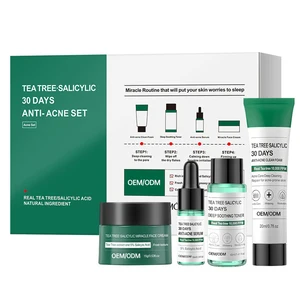 New Product Skin Care Set 30 Days Anti-Acne Series Including Tea Tree Salicylic Acid Cleanser Serum Cream Lightening Face All