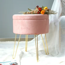 Modern Cheap Merchandise Space Saving Velvet Ottoman Pink Velvet Stools Home Stool Ottoman