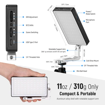 Aluminum Alloy Body Camera Light Panel 12W 4300mAh Battery 2500-10000K CRI97 Neewer Panel Lighting RGB Video Light detail image