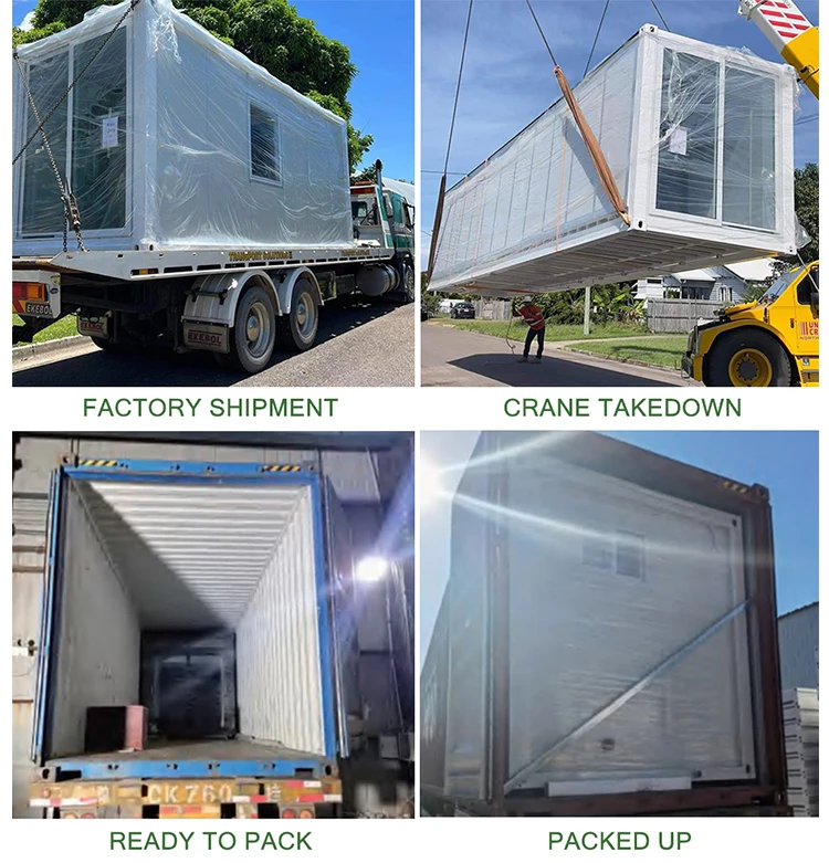 Ready Made 20Ft Prefab Expandable Folding Detachable Flat Pack Container House 3 Bedroom Light Steel Villa Folding Prefabricated Home with solar system 40Ft