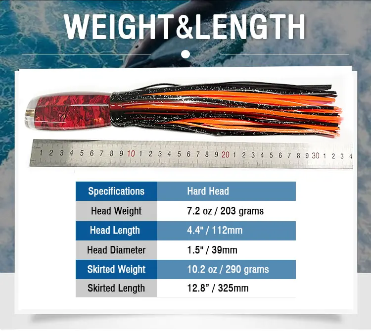 6 Colors 6.5''/200g Resin Head Octopus Soft Skirt Lure Deep Sea Boat