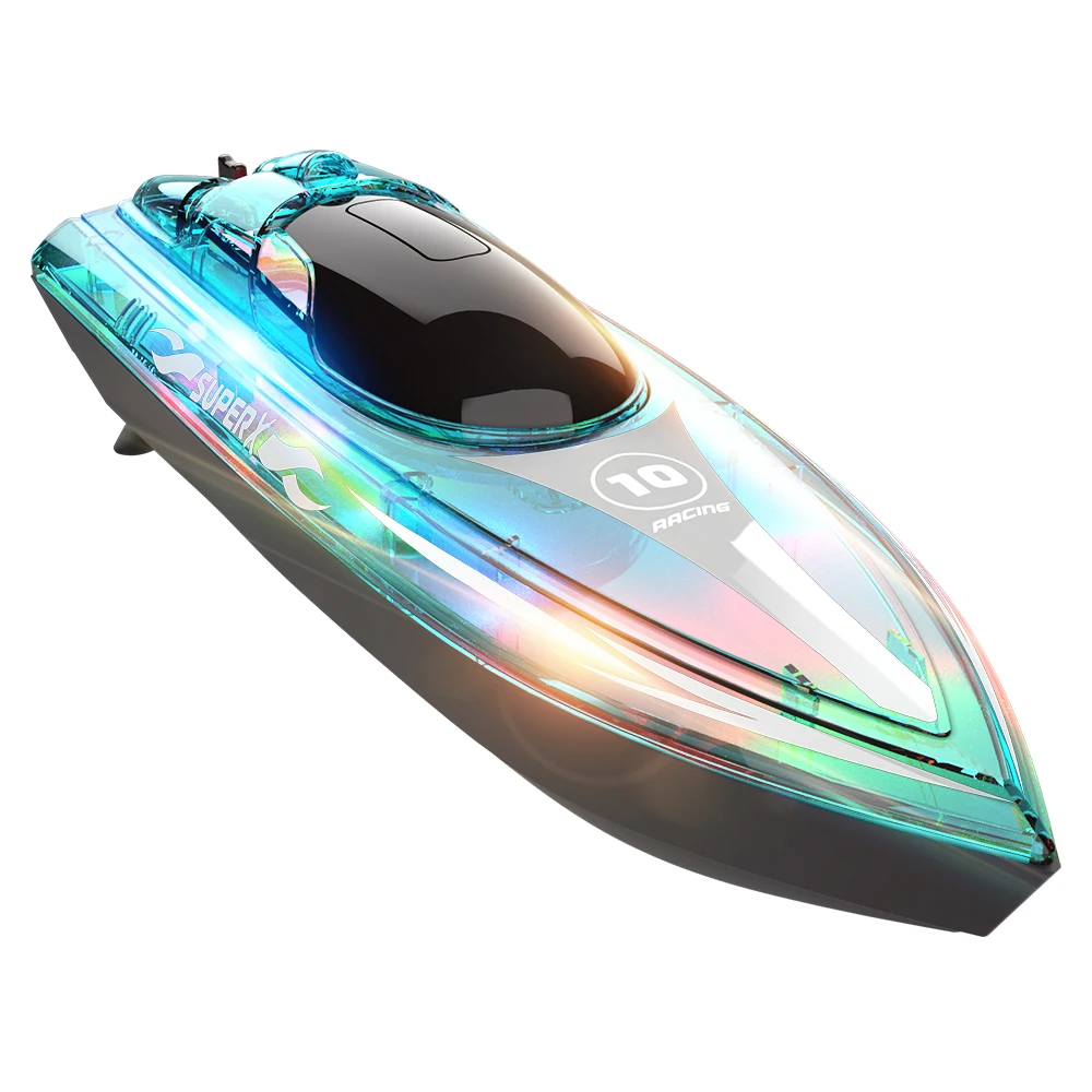 Flytec V555 Fast RC LED Light High Speed Remote Control Racing Boat Waterproof Model Toys Ship for Adult or Kid Gift in Pool