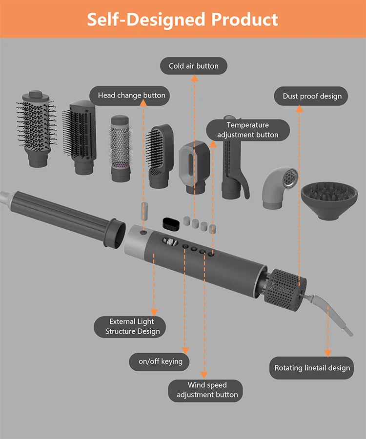MESKY New Product 110000 Rpm 1300w LED Temperature Display 10 in 1 Hair Curling Iron with Negative Iron manufacture