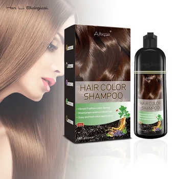 OEM Professional 400ml Hair Dye Shampoo Home Use Semi-permanent Brown Hair Color Shampoo Ammonia-Free White Hair Cover