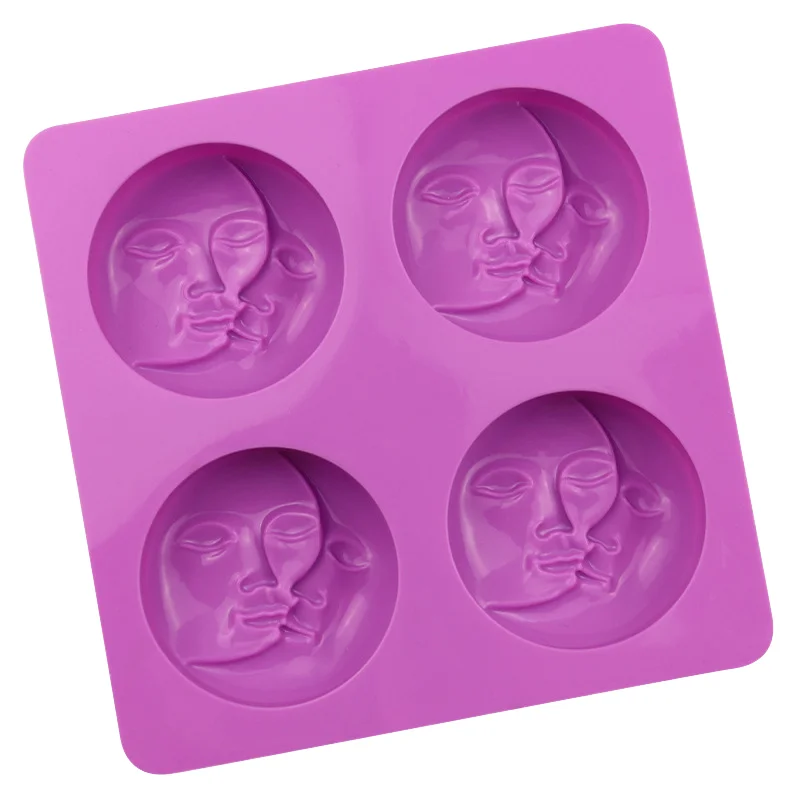 Handmade Soap Making Silicone Molds 4 Round Double-sided Handmade Soap Silicone Molds, Plaster Molds, Silicone Cake Molds supplier
