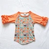Donut Dessert Print Orange Ruffle Sleeve Raglan Kids Tee