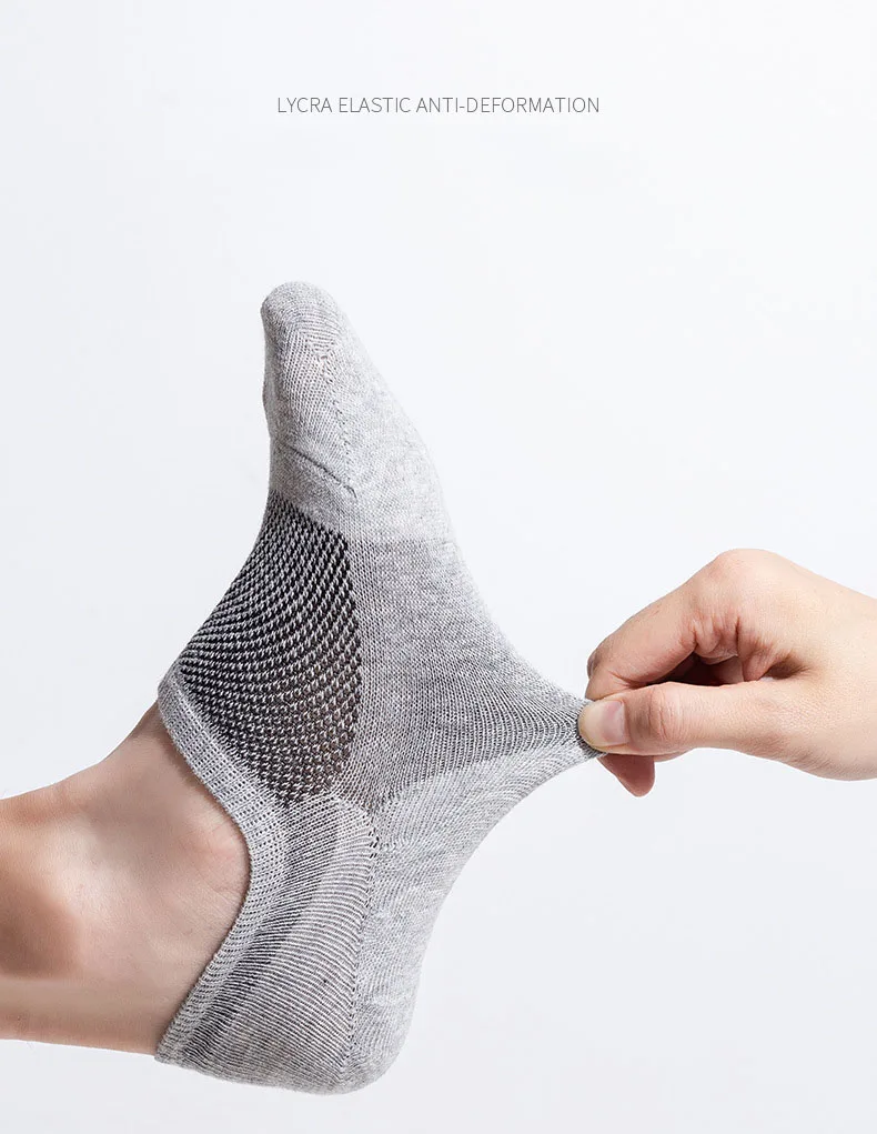 Xiangyi Spring Summer Breathable Mesh Low Cut No Show Invisible Socks Solid Fashion High Elastic Y Heel Men Socks Logo Custom