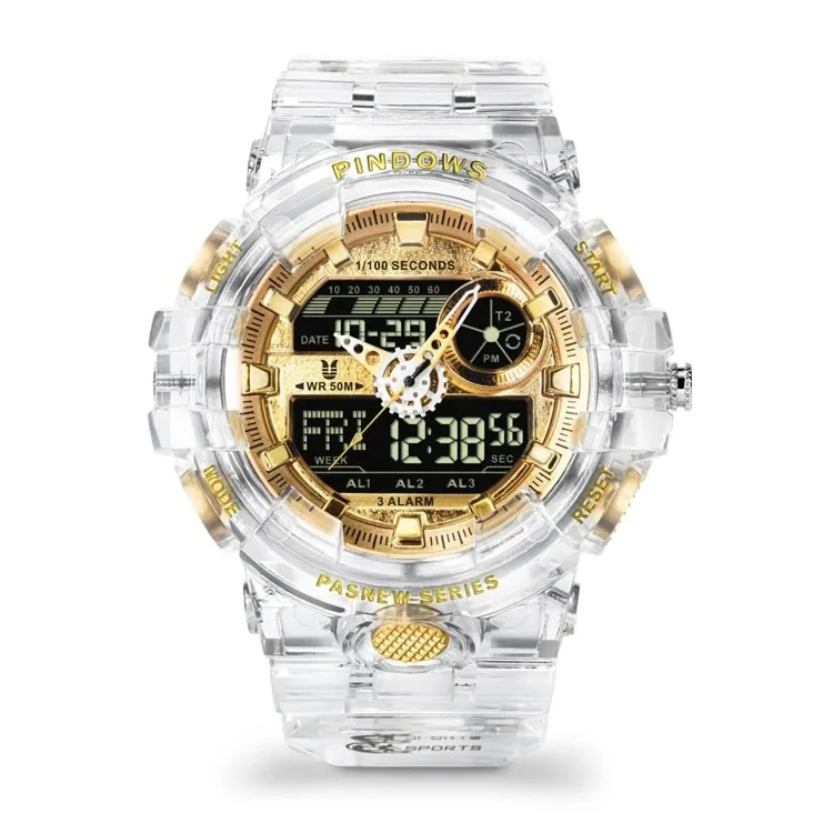 PINDOWS Orologi sportivi digitali impermeabili da uomo, cronografo, cinturino in nylon, orologio unisex multifunzione con retroilluminazione a LED, funzione allarme, cronometro, calendario