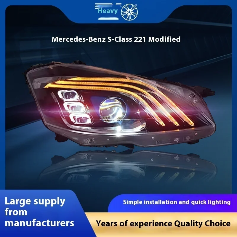 2006-2012  S-Class W221 Front Daytime Turn Signal Lamp Assembly Modified Three Bars LED Lens 12V New Condition Bulb