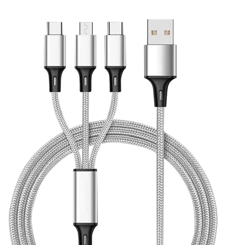 3in1 USB Cable for IPhone Fast Charger Charging Cable for Xiaomi Huawei Samsung Micro USB Phone Type C Charger Wire for IPad