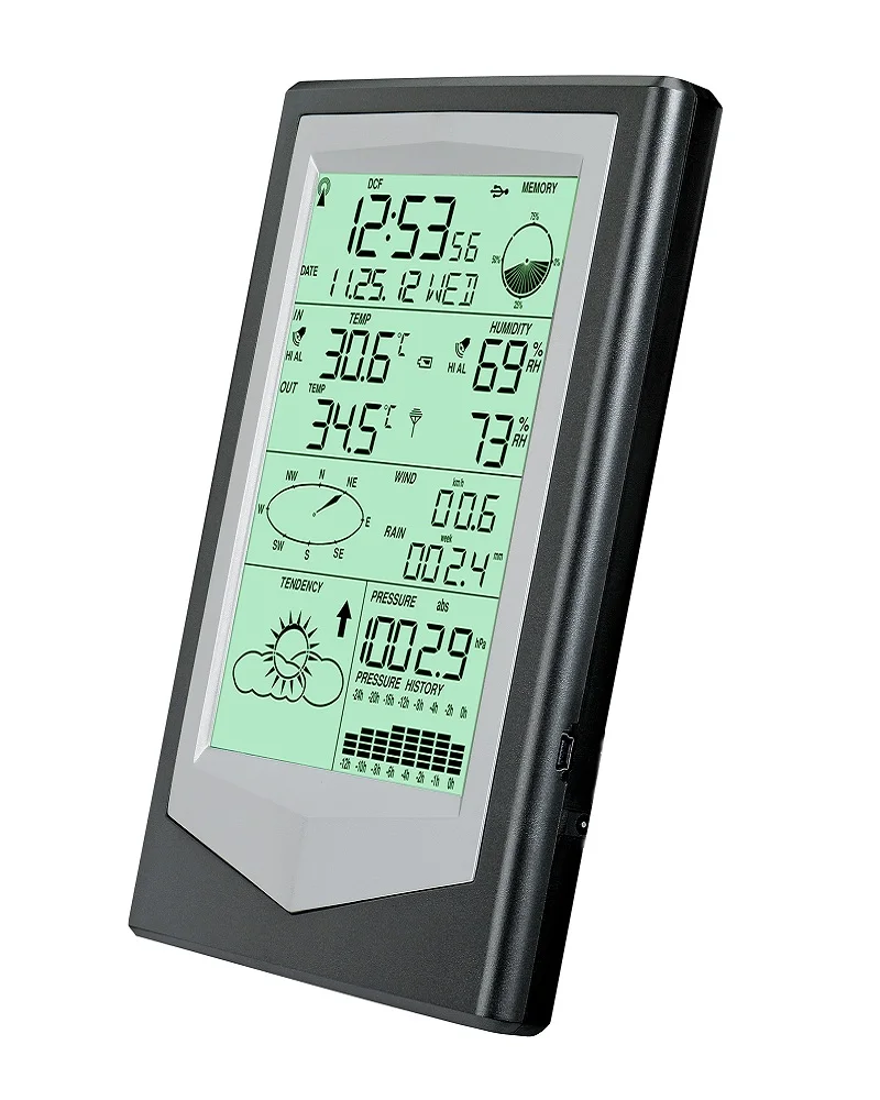 Color  Mini Weather Station Data Storage Indoor Weather Station Wireless With PC Link User Manual