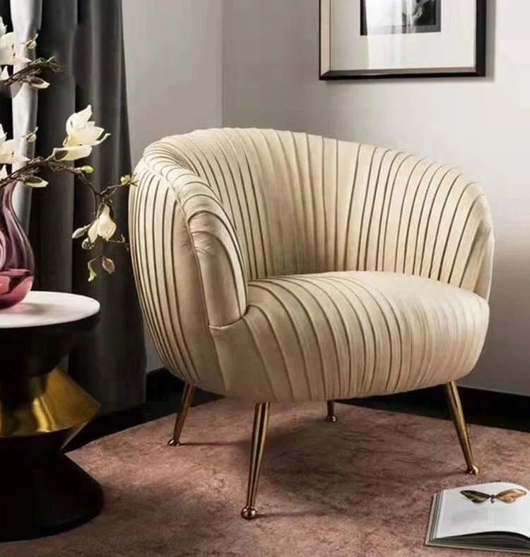 Luxury Italian Modern Living Room Furniture Hotel Lounge Tufted Velvet Sofa Chair Single White Gold Accent Chair