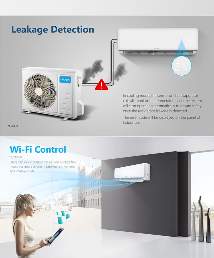 Split Air Conditioner R32 R22 R410a 9000btu-18000btu On-of Dc Inverter ...