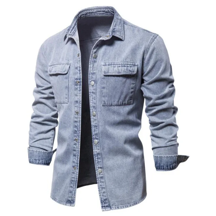 Wholesale Autumn 100% Cotton Denim Shirts Men Casual Solid Color Long Sleeve Shirt for High Quality Jeans Male Shirt From m.alibaba.com