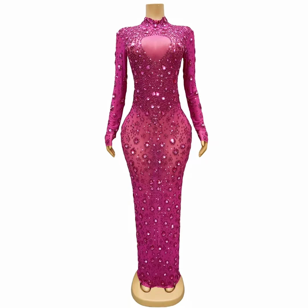 long red halter dress Elyna Slinky Halter Maxi Dress / Deep Red | MESHKI main image 1