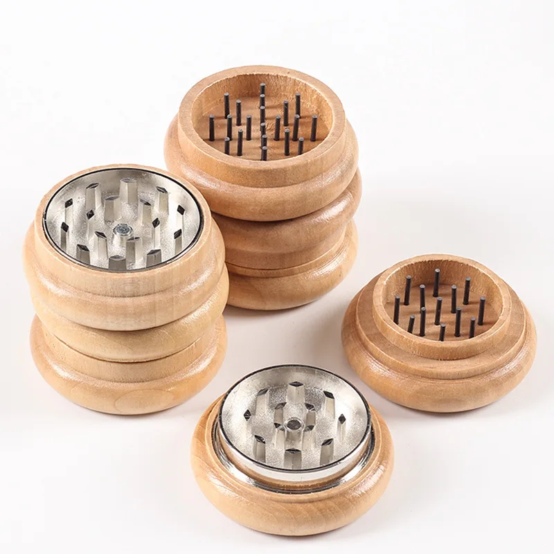 tobacco crusher Smoke Grinder / Tobacco Grinder Solid Wood Metal Gear Two-layer Smoke  Crusher Men's Pipe Smoking Accessories