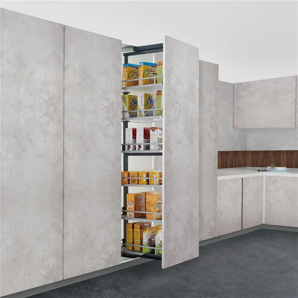 Tall Kitchen Cabinet Organizer with Pull-Out Sliding Basket Stainless Steel Metal Iron Storage Unit for Cabinet Organization