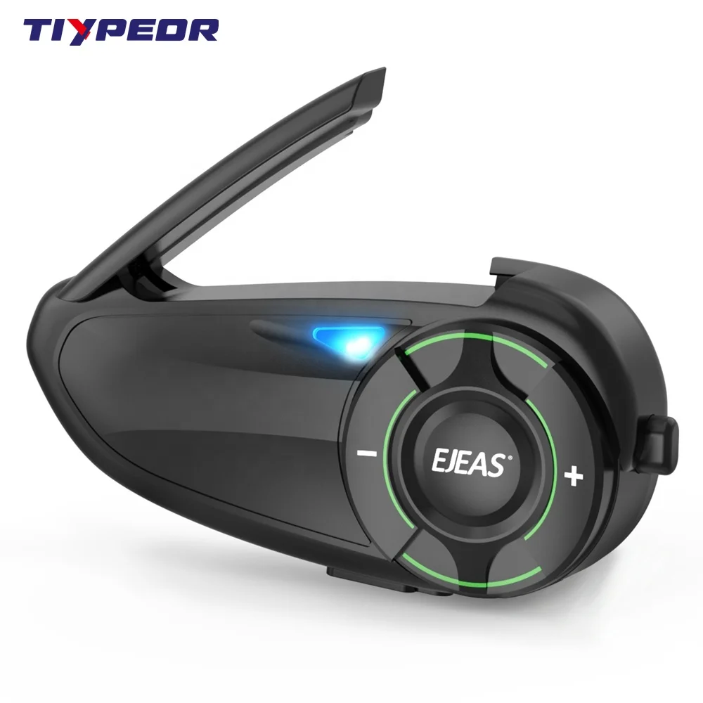 TIYPEOR EJEAS Q8 1000m Bluetooth Intercom System for Motorcycles Waterproof ABS Helmet Mesh Intercom for Riding