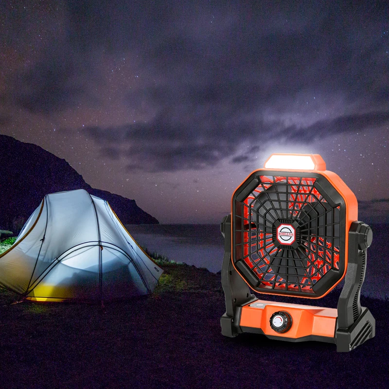 Multifuncional Home Outdoor Rechargeable Table Stand Fan Portable Camping Fan With Led Light