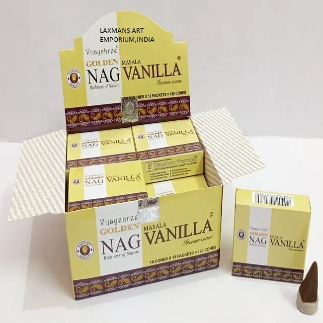 Details about   Golden Nag Champa Masala Incense Cone 12 Pack of 10 Cones Each 120 Cones 