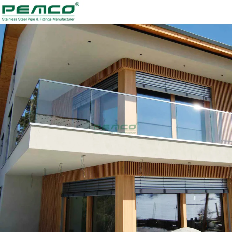 Wholesale Factory Balcony Used Designs Wrought Aluminum Casting Tempered Glass Railing for Sale